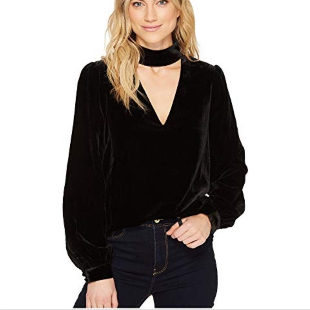 NWOT PAIGE BLACK VELVET CUTOUT CHOKER TAMAR BLOUSE